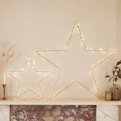 Decorative Indoor Fairy Lights | Small & Large Gold Star