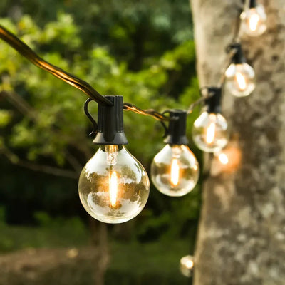 Solar G40 Festoon Lights | 7.6m 25 Bulbs | Clear | Remote Control