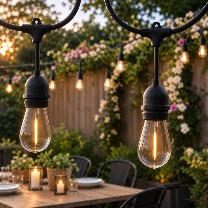 Solar S14 Festoon Lights | Drop Hang Style | 14.7m 15 Bulbs
