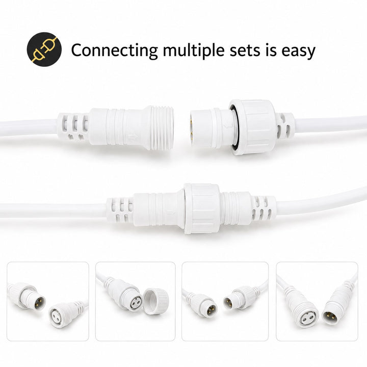 Outdoor Fringe Fairy Lights | 5m White Rubber Cable| Connectable | 30cm Drops | Pro Series