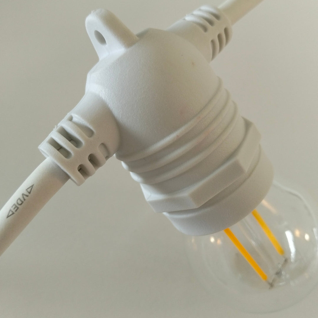G45 Clear Bulb White Cable | 10m 10 Bulbs | Flush Mount Festoon Lights