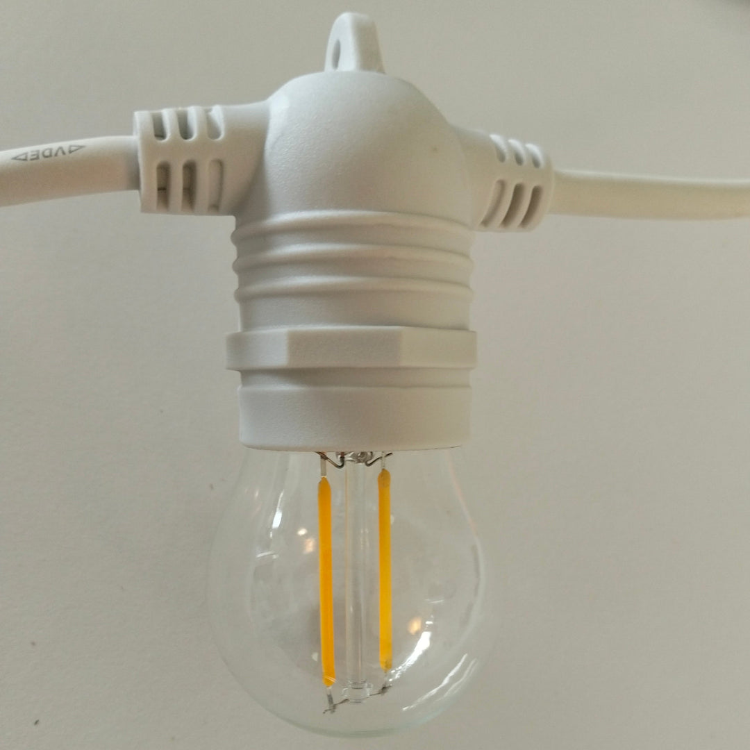 G45 Clear Bulb White Cable | 10m 10 Bulbs | Flush Mount Festoon Lights