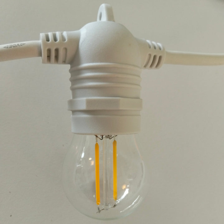 G45 Clear Bulb White Cable | 10m 10 Bulbs | Flush Mount Festoon Lights