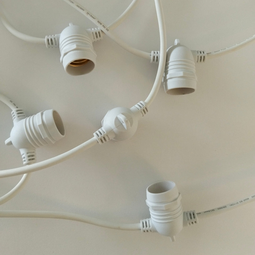 G45 Clear Bulb White Cable | 10m 10 Bulbs | Flush Mount Festoon Lights