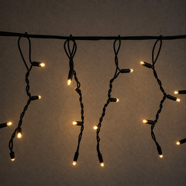 Outdoor Fringe Fairy Lights | 3m Black Rubber Cable | Connectable | 30cm Drops | Pro Series