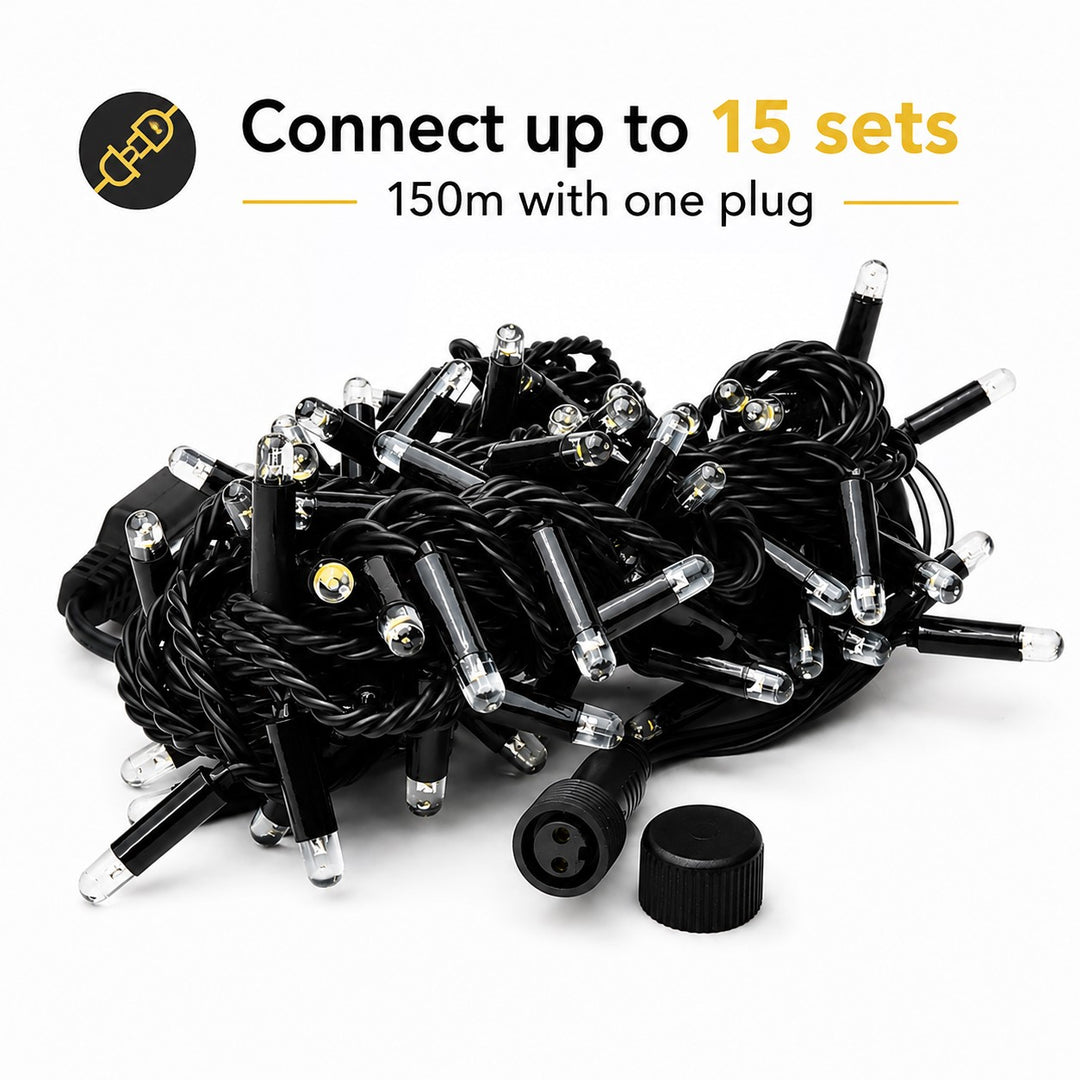 Indoor & Outdoor Fairy Lights | 10m | Connectable | Black PVC Cable | Core Series
