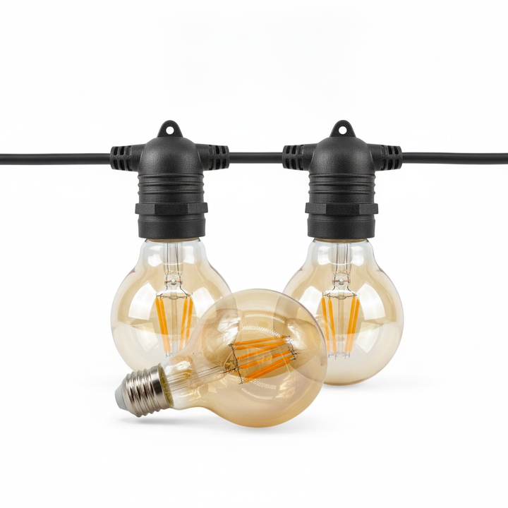 Festoon Lights | G80 Amber Bulb | 50cm Spaced Bulbs | Flush Mount