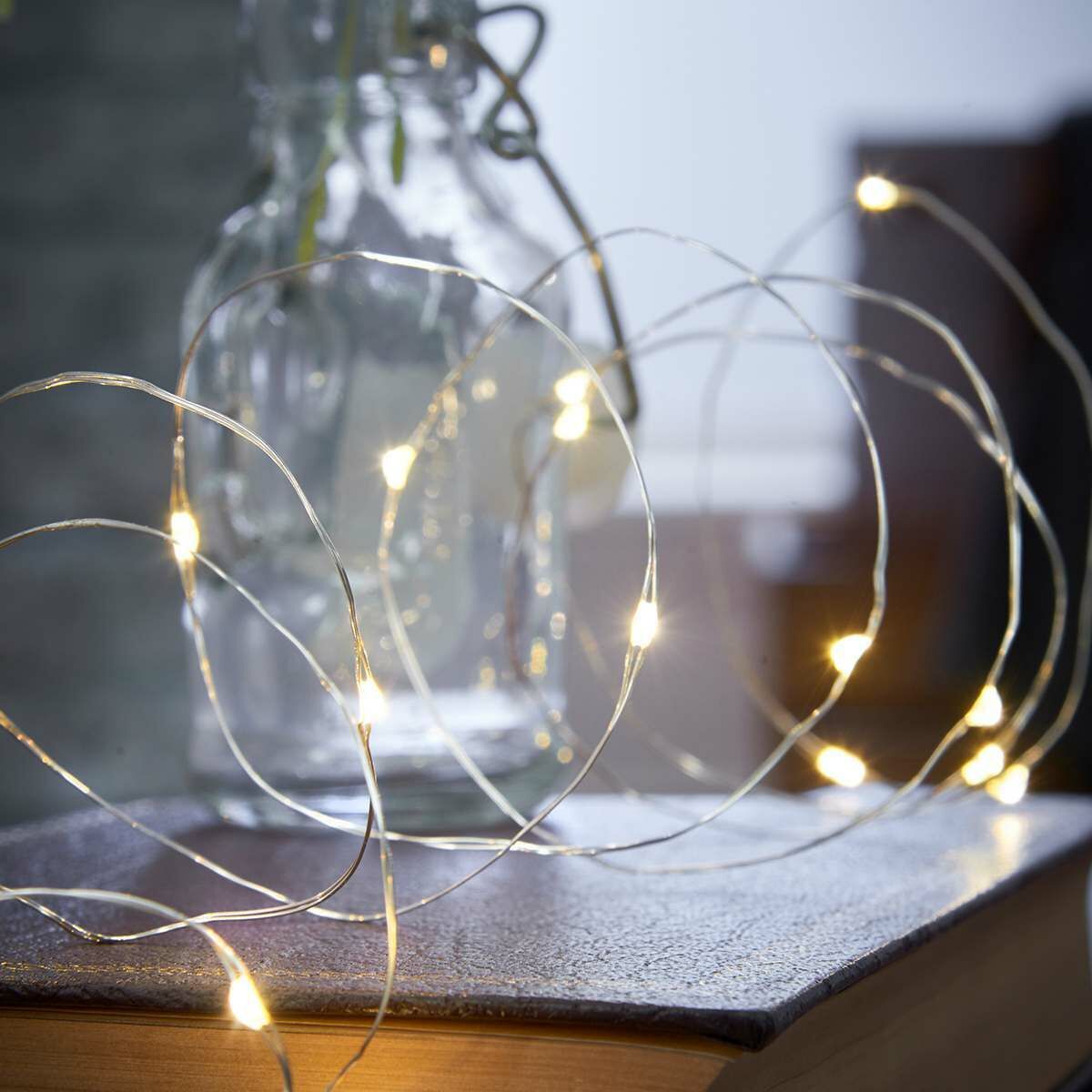 Silver 5m Fairy Lights | Warm White | AA Battery | Decorative Indoor