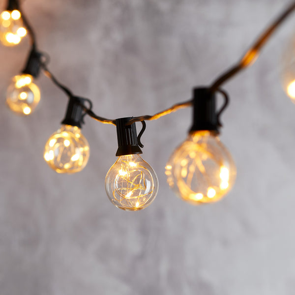 G40 Copper Wire Bulbs | 12m 30 Bulbs | Flush Mount Low Voltage Festoon Lights